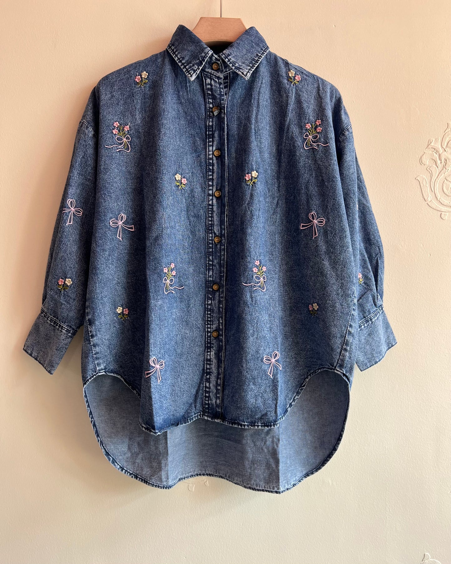 Denim embroidery shirt