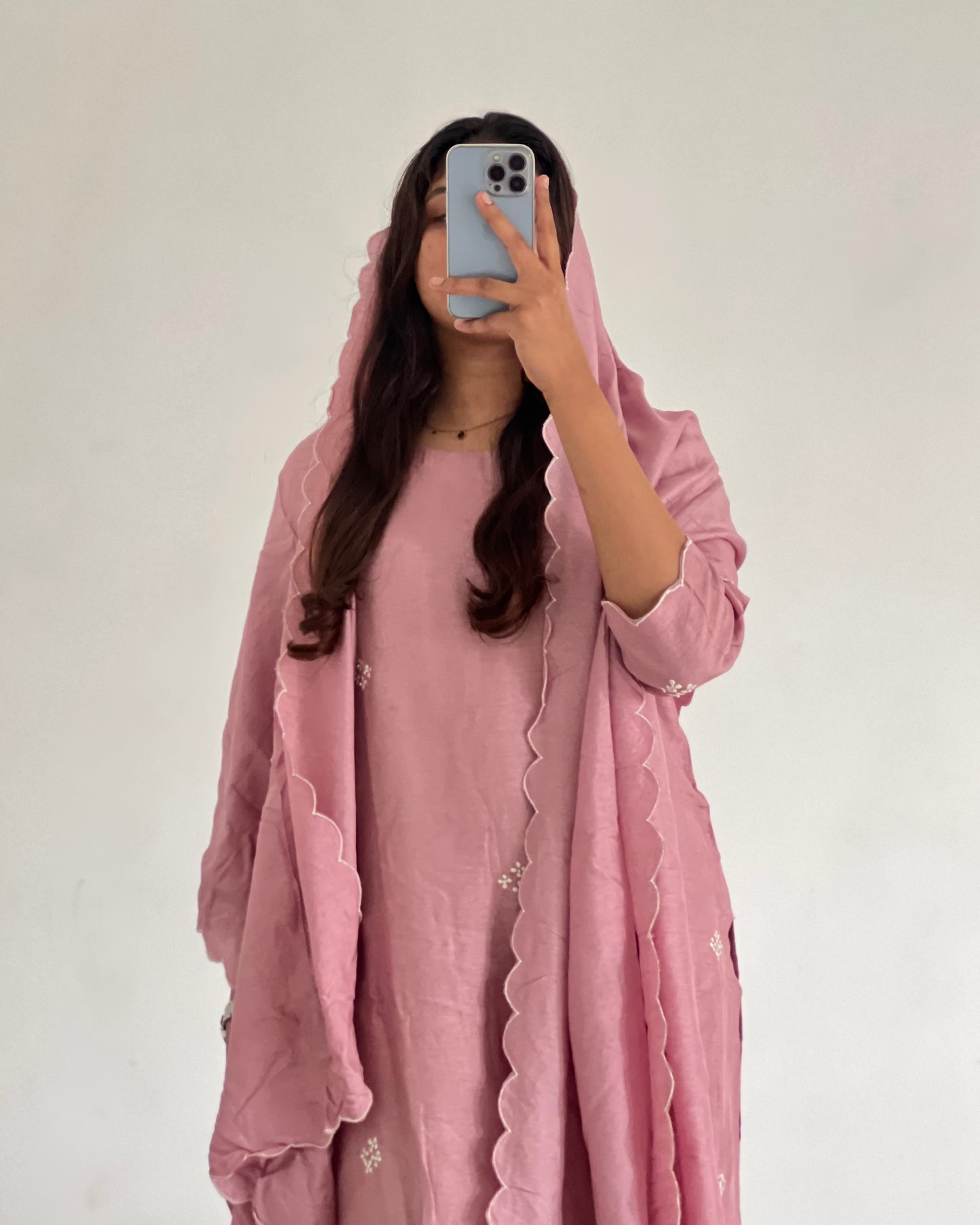 Light pink Straight-cut machine embroidery salwar