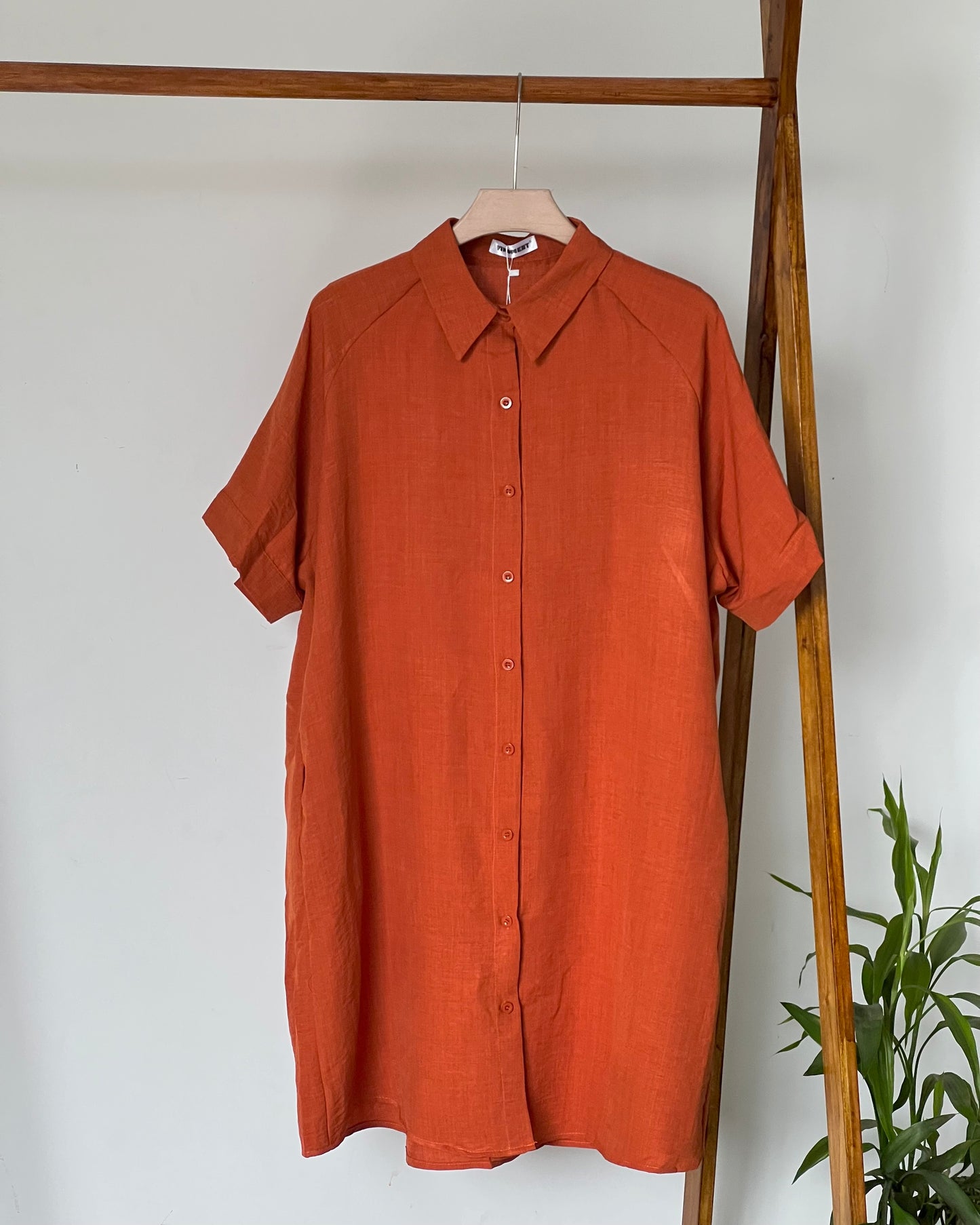 Solid rust orange relaxed fit shirt