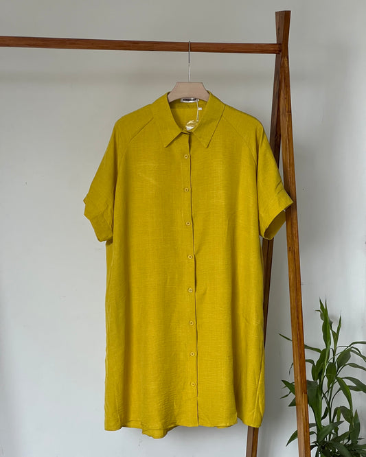 Solid lemon yellow relaxed fit shirt