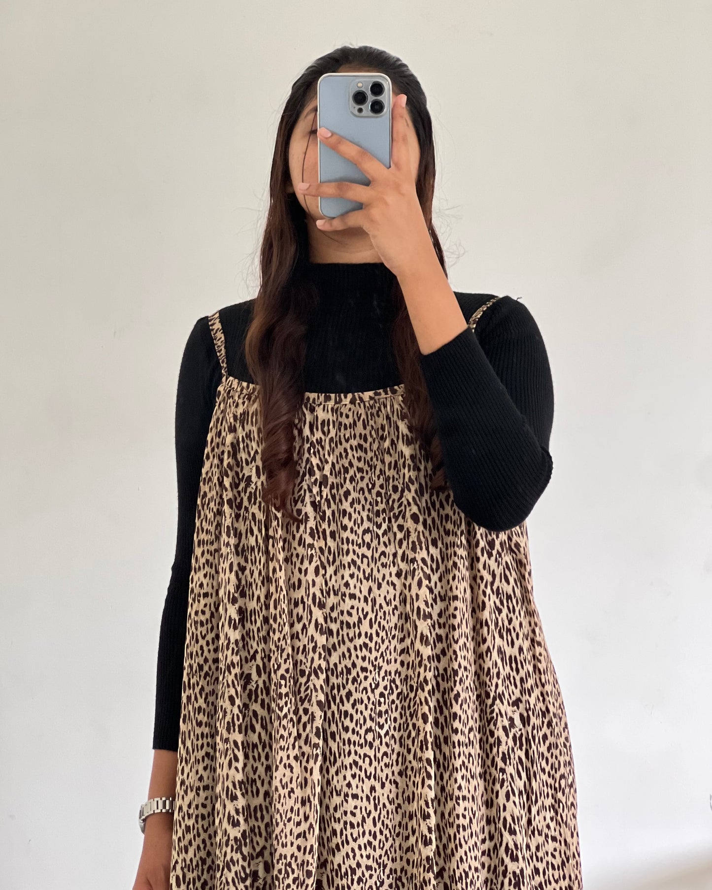 Animal print pinafore with inner