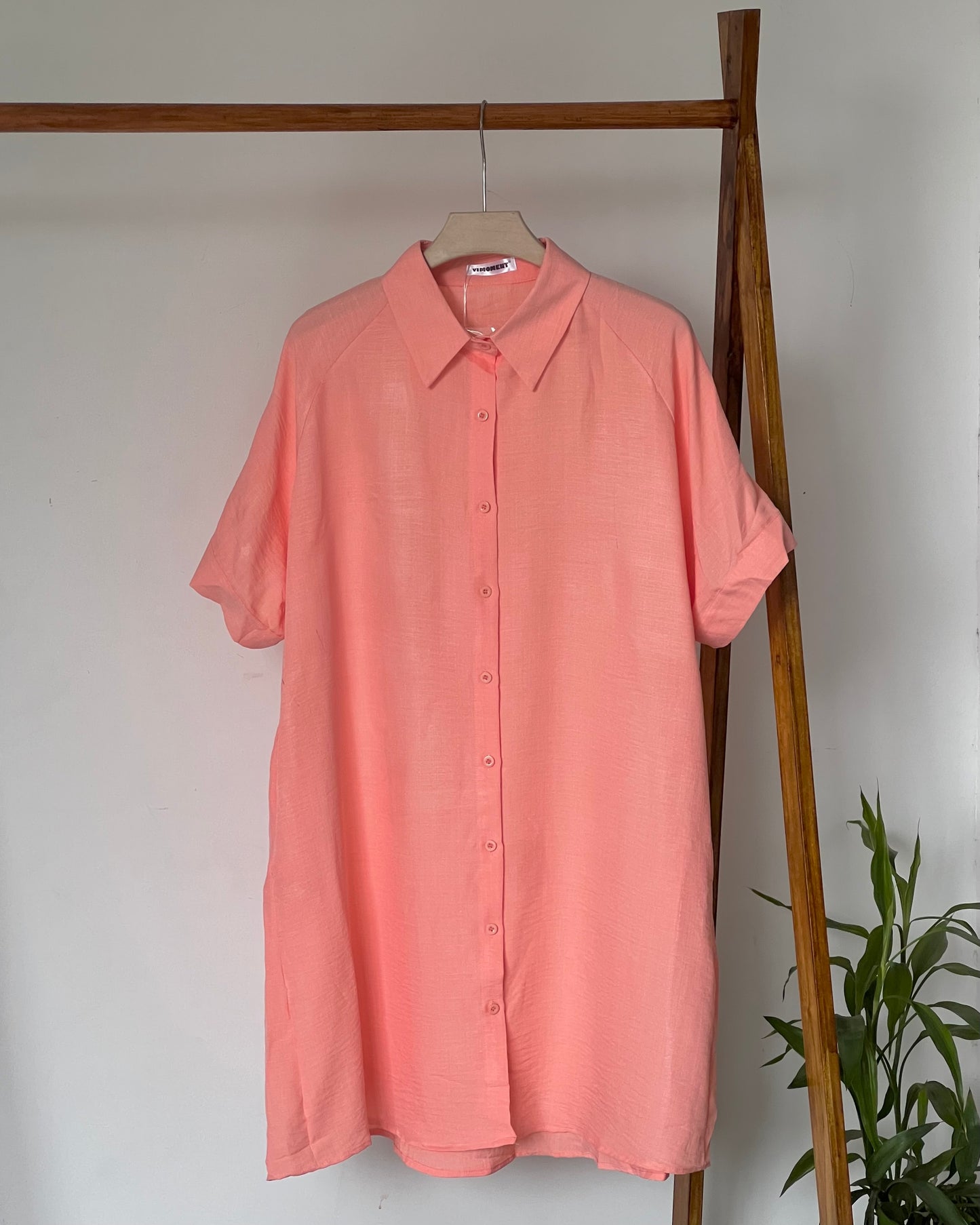 Solid peach relaxed fit shirt