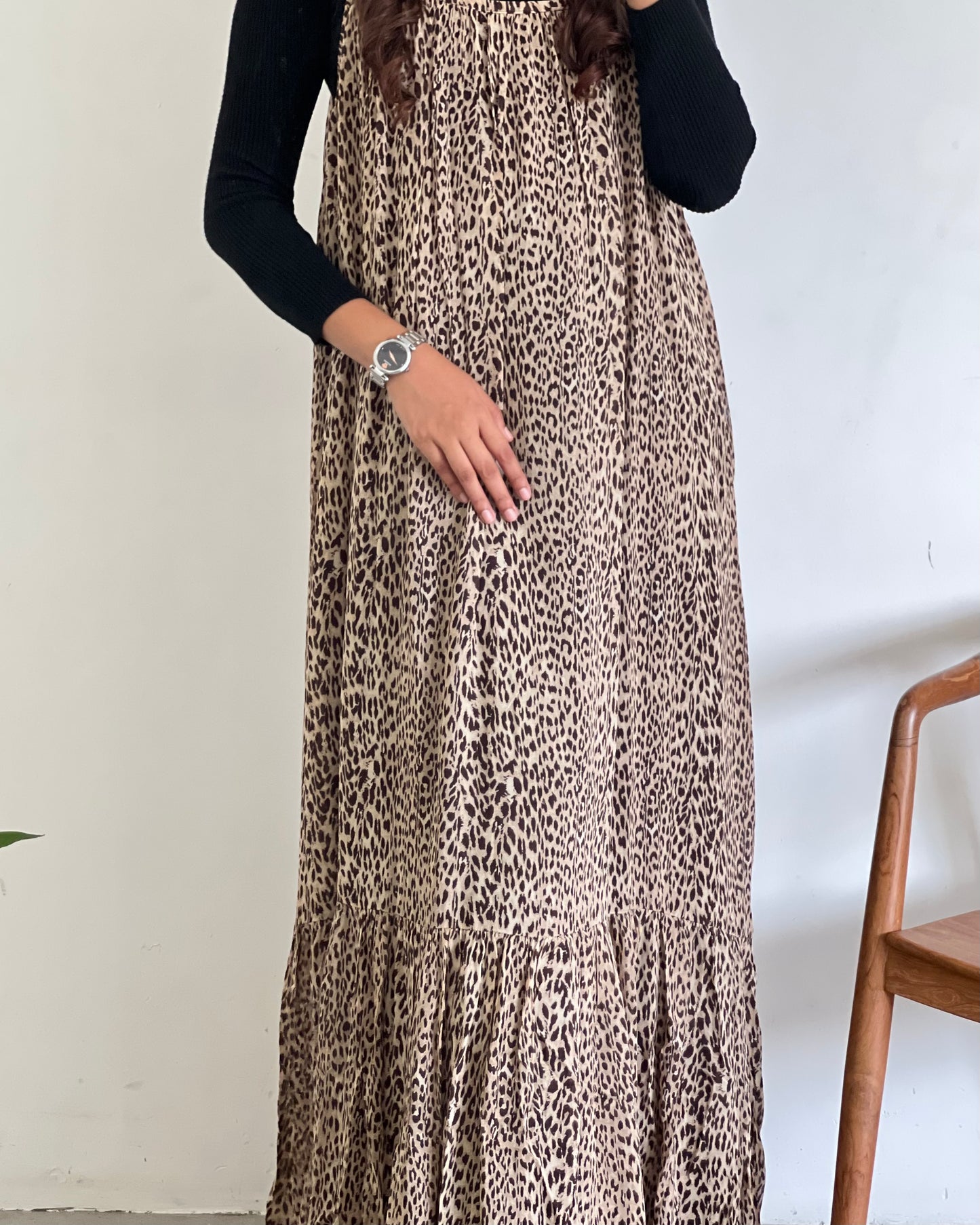 Animal print pinafore with inner