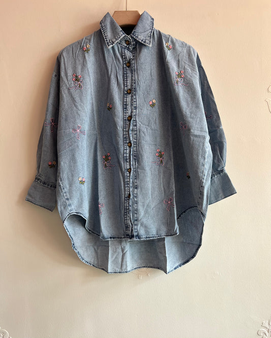 Denim embroidery shirt