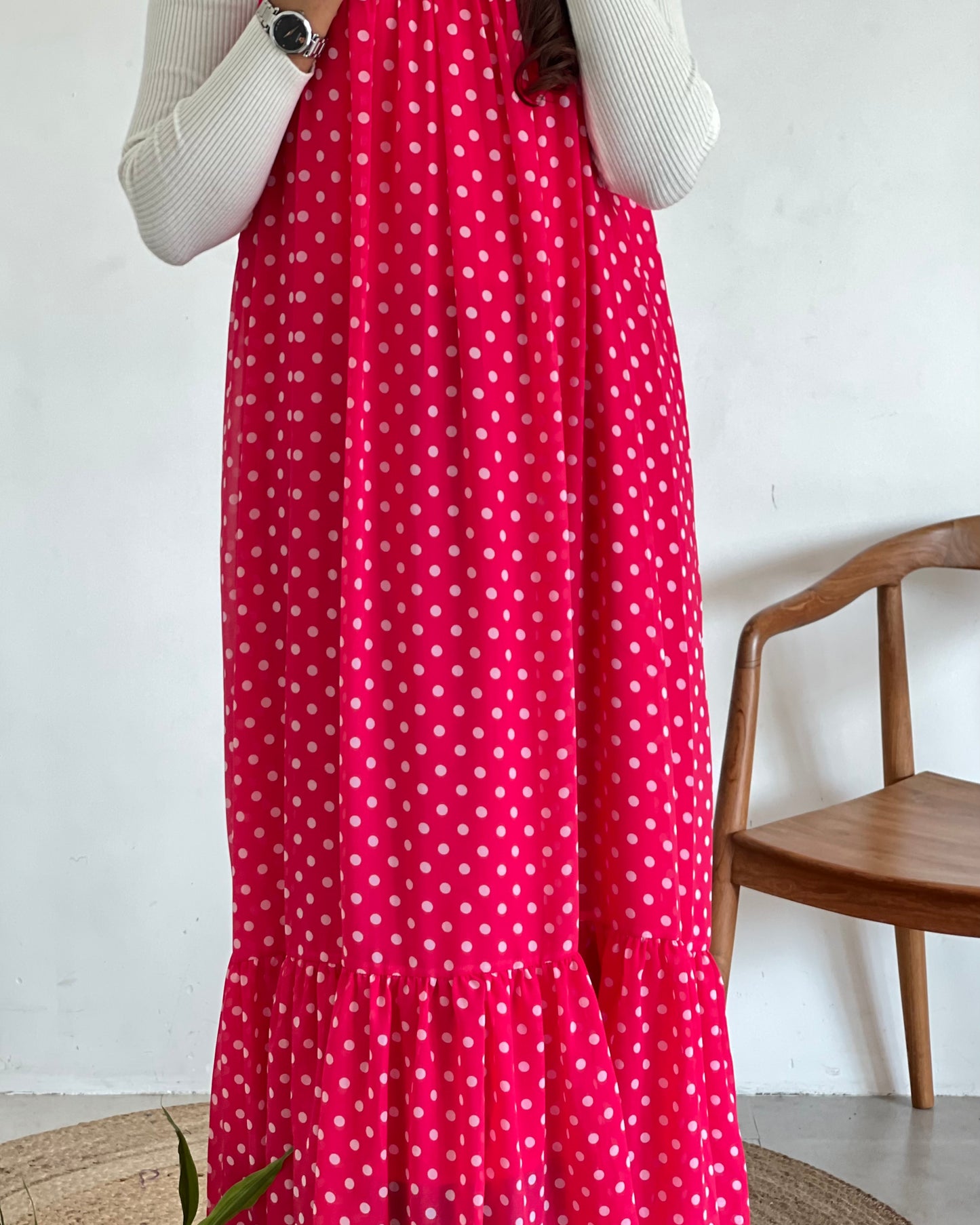 Polka dots pinafore with inner