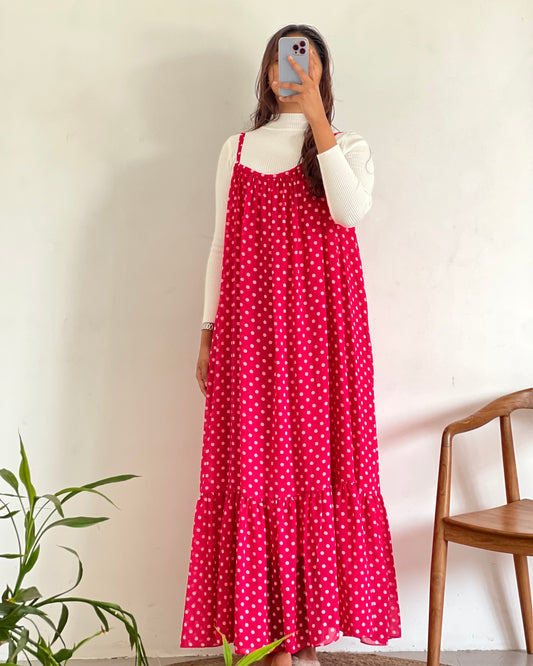 Polka dots pinafore with inner