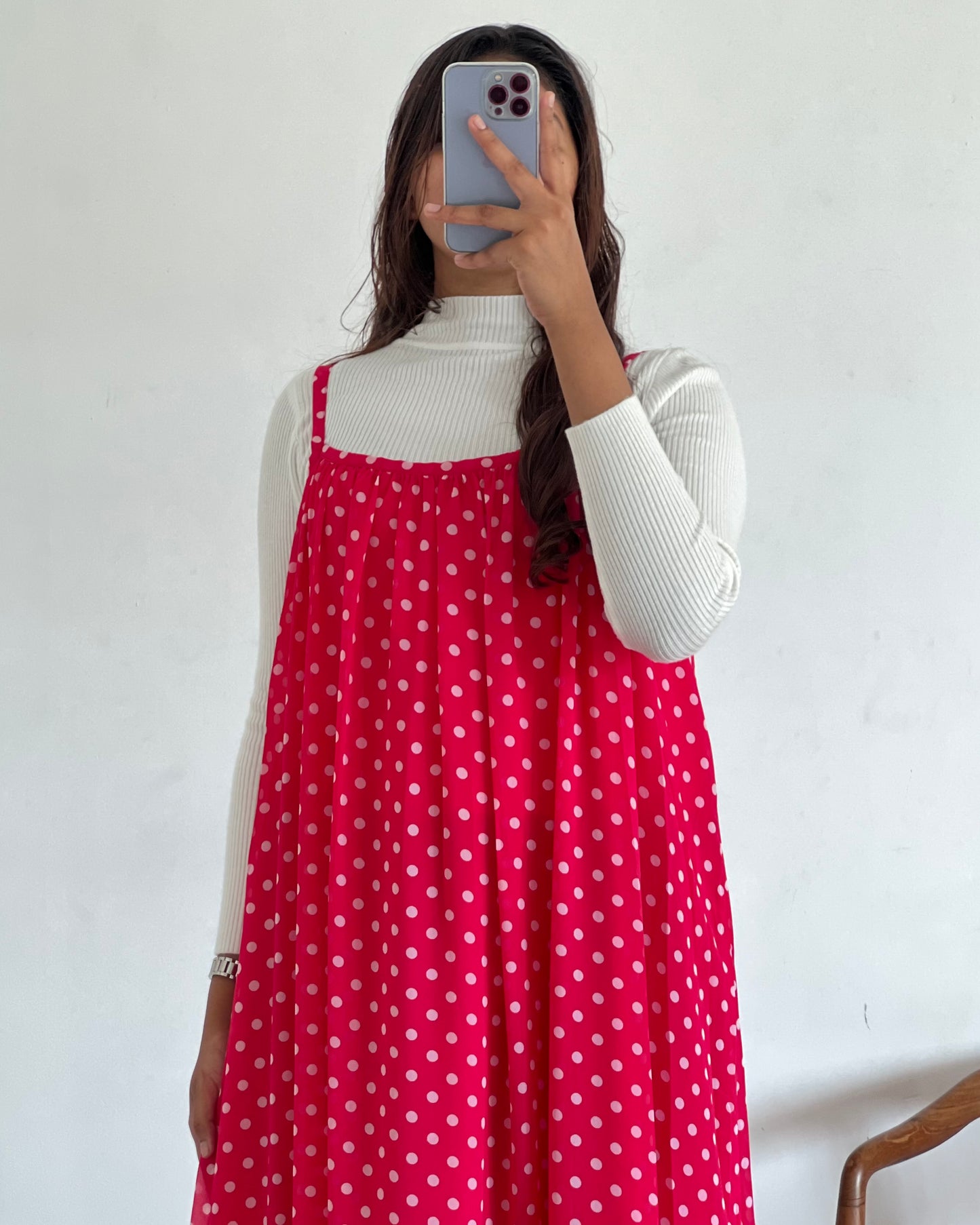 Polka dots pinafore with inner
