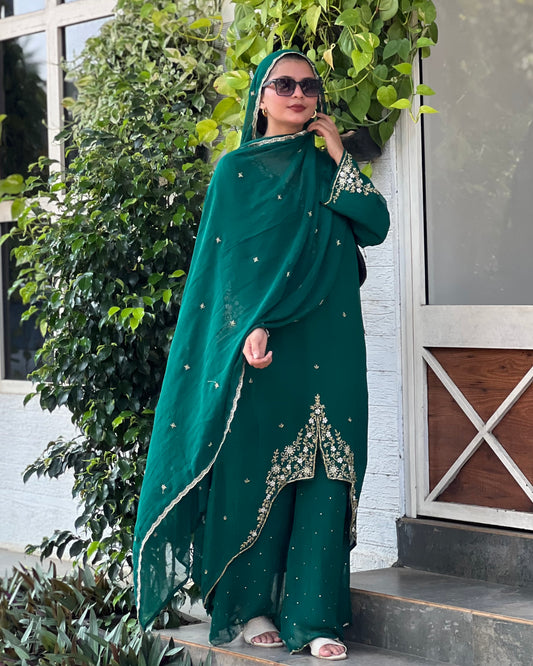 Emerald green palazzo suit